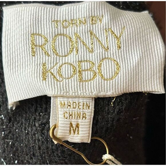 Ronny Kobo Carina Sparkle Metallic Puff Balloon Sweater in Black NWT Size Medium - Picture 6 of 8